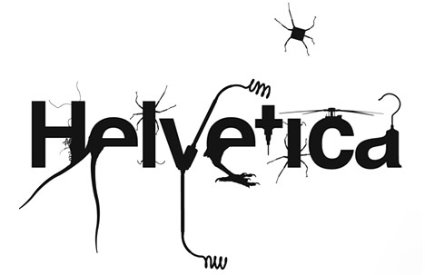 the famous Helvetica letters and various object silhouettes