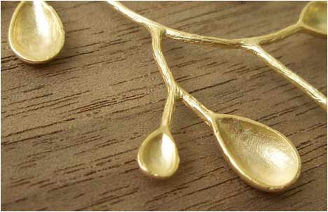 Large Matte Gold Branch Earrings