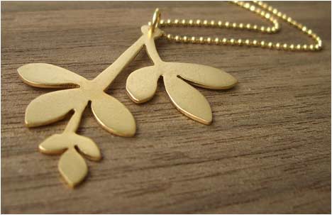Matte Gold Leaf Necklace