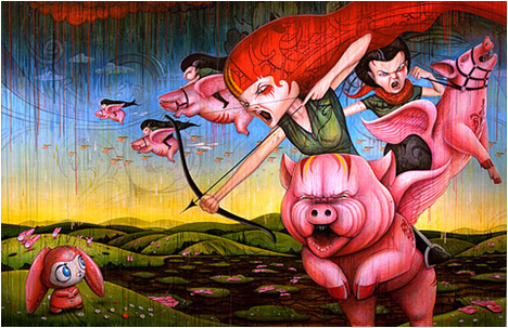 When Pigs Fly | 2009 | Acrylic and markers on canvas