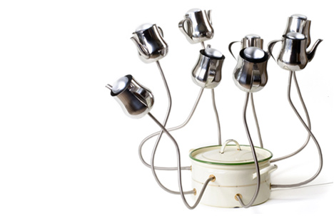 Kitchen Lamp | round enamel pot, metal teapots, electric parts