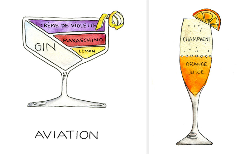 Alyson Thomas and her Drywell brilliant drink illustrations. // via: Design Break
