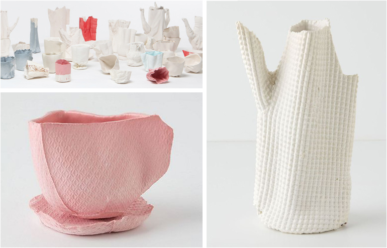 Alice. Rachel Boxnboim's ceramic teaware that were born out of fabric molds. // via: Design Break