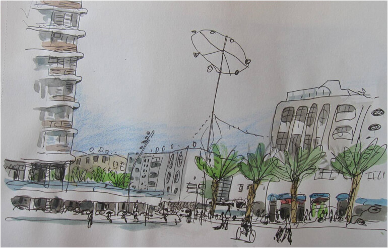 Urban Sketching in Tel Aviv. // An illustration by Nathan Halpern // via: Design Break