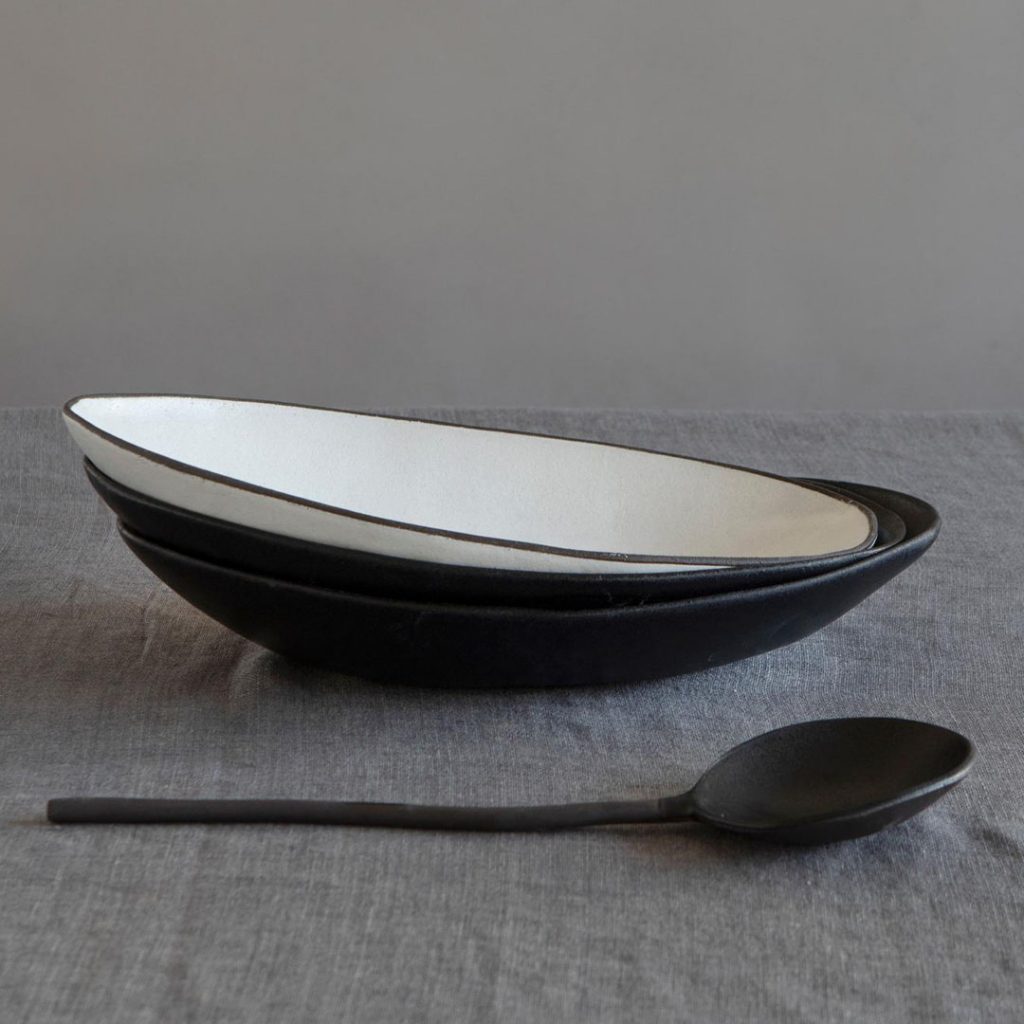 1220 ceramics studio set of ceramic bowl and serving spoon