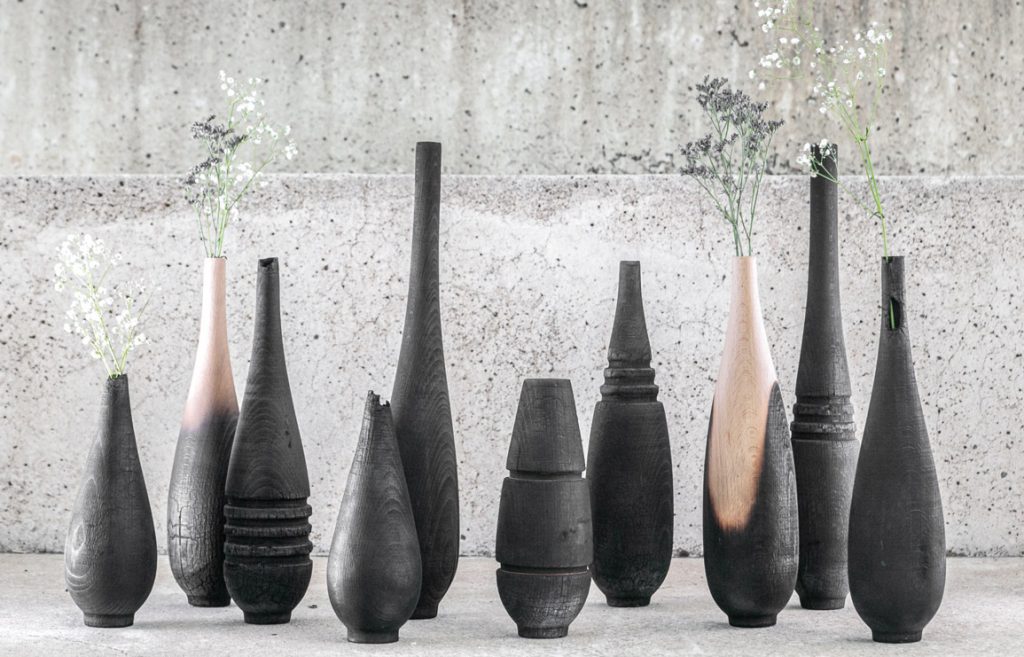 burnt. wooden objects by daniel elkayam. inspired by the wildfires. // via: design break blog