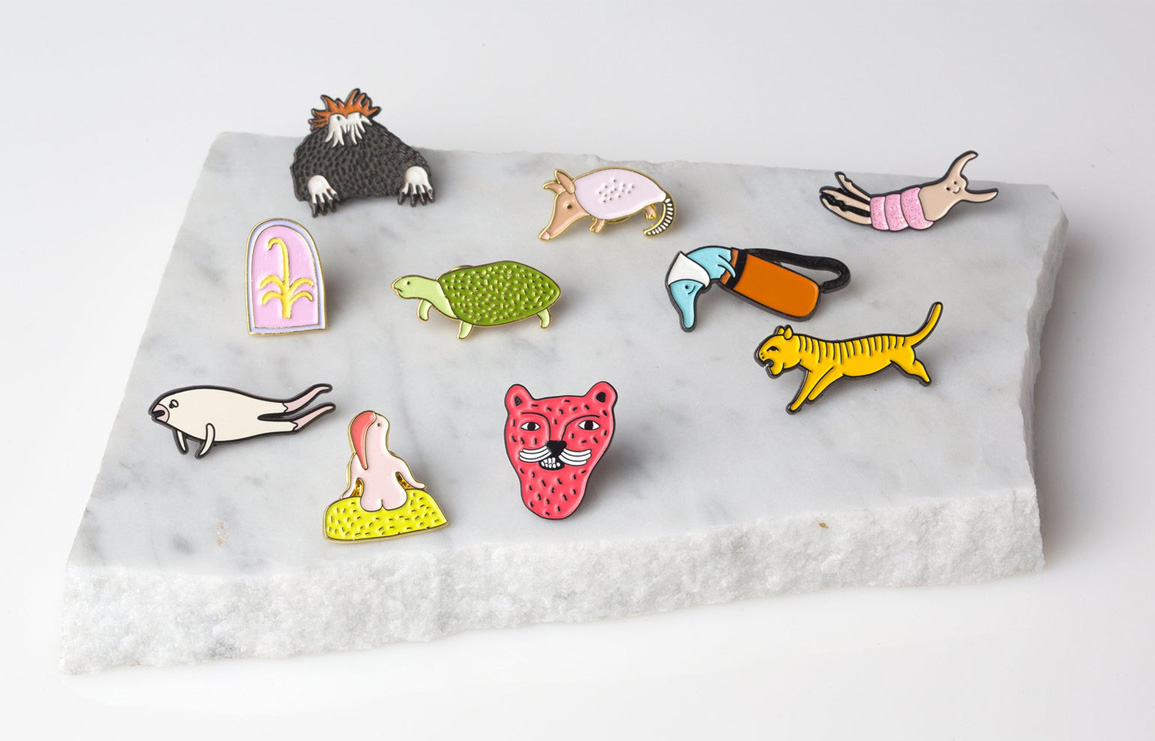 the home of the misplaced and forgotten creatures. illustrated pins by noa goffer // via: design break blog